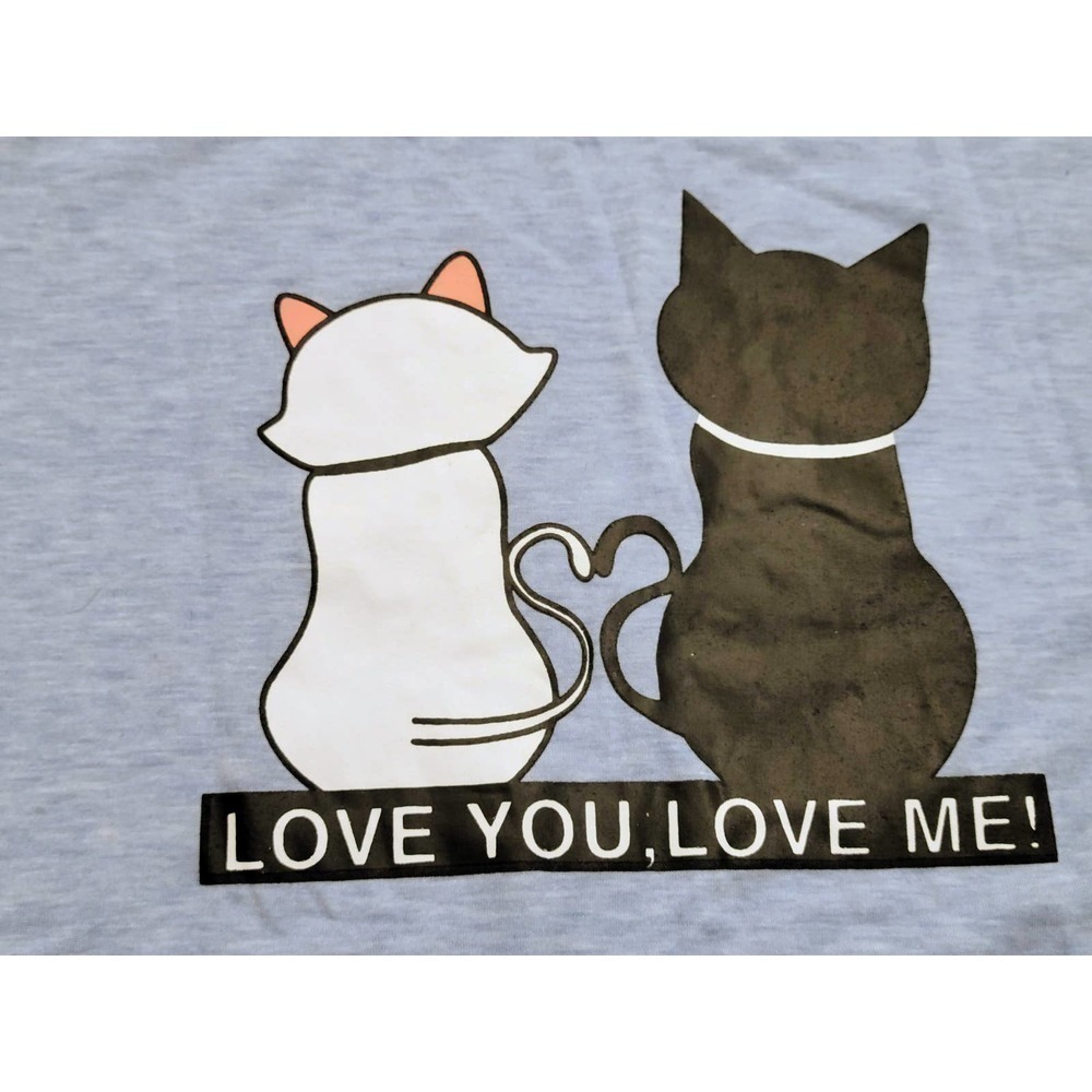 Cats Love You Love Me T-Shirt Extra Large Blue NWT